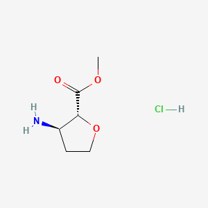Methyl (2R,3R)-3-aminotetrahydrofuran-2-carboxylate hydrochloride chemical structure (CAS 2940876-10-6)