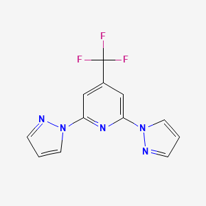 2,6-Di(1H-pyrazol-1-yl)-4-(trifluoromethyl)pyridine chemical structure (CAS 2941013-97-2)