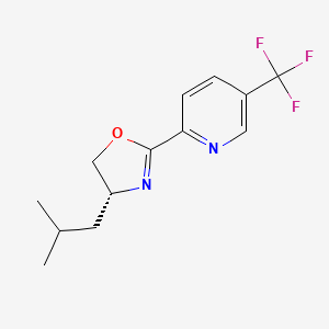 (R)-4-isobutyl-2-(5-(trifluoromethyl)pyridin-2-yl)-4,5-dihydrooxazole chemical structure (CAS 2956637-96-8)