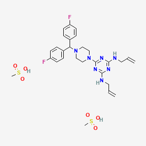 N2,N4-Diallyl-6-(4-(bis(4-fluorophenyl)methyl)piperazin-1-yl)-1,3,5-triazine-2,4-diamine dimethanesulfonate chemical structure (CAS 29608-49-9)