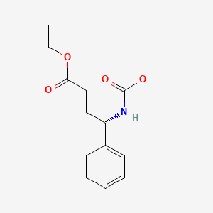 (S)-Ethyl 4-((tert-butoxycarbonyl)amino)-4-phenylbutanoate chemical structure (CAS 296778-55-7)