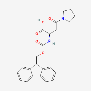 (S)-2-((((9H-Fluoren-9-yl)methoxy)carbonyl)amino)-4-oxo-4-(pyrrolidin-1-yl)butanoic acid chemical structure (CAS 2973755-00-7)