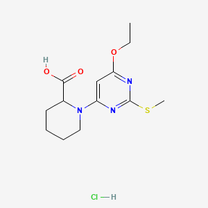 1-(6-Ethoxy-2-(methylthio)pyrimidin-4-yl)piperidine-2-carboxylic acid hydrochloride chemical structure (CAS 2973762-23-9)