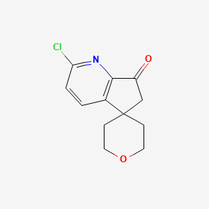 2-Chloro-2',3',5',6'-tetrahydrospiro[cyclopenta[b]pyridine-5,4'-pyran]-7(6H)-one chemical structure (CAS 2973762-91-1)