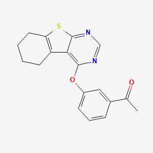 1-(3-((5,6,7,8-Tetrahydrobenzo[4,5]thieno[2,3-d]pyrimidin-4-yl)oxy)phenyl)ethan-1-one chemical structure (CAS 298207-77-9)