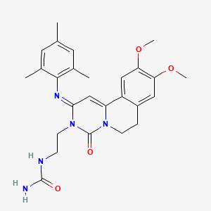 1-(2-(2-(Mesitylimino)-9,10-dimethoxy-4-oxo-6,7-dihydro-2H-pyrimido[6,1-a]isoquinolin-3(4H)-yl)ethyl)urea chemical structure (CAS 298680-25-8)