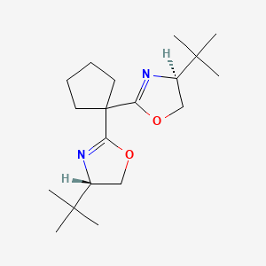 (4S,4'S)-2,2'-(Cyclopentane-1,1-diyl)bis(4-(tert-butyl)-4,5-dihydrooxazole) chemical structure (CAS 298693-03-5)