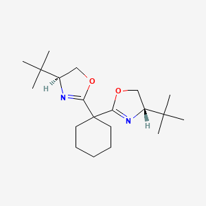 (4S,4'S)-2,2'-(Cyclohexane-1,1-diyl)bis(4-(tert-butyl)-4,5-dihydrooxazole) chemical structure (CAS 298693-04-6)