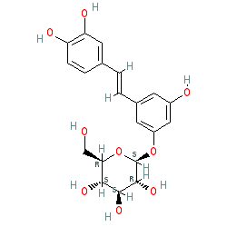 (2S,3R,4S,5S,6R)-2-(3-((E)-3,4-Dihydroxystyryl)-5-hydroxyphenoxy)-6-(hydroxymethyl)tetrahydro-2H-pyran-3,4,5-triol chemical structure (CAS 29884-49-9)