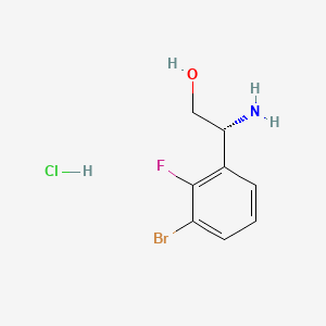 (R)-2-Amino-2-(3-bromo-2-fluorophenyl)ethan-1-ol hydrochloride chemical structure (CAS 2989166-65-4)
