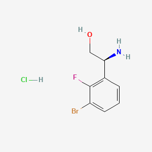 (S)-2-Amino-2-(3-bromo-2-fluorophenyl)ethan-1-ol hydrochloride chemical structure (CAS 2989519-04-0)