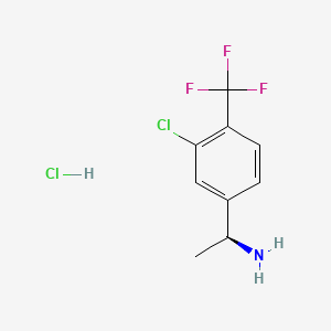 (S)-1-(3-Chloro-4-(trifluoromethyl)phenyl)ethan-1-amine hydrochloride chemical structure (CAS 2989950-27-6)