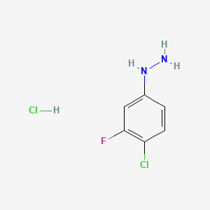 (4-Chloro-3-fluorophenyl)hydrazine hydrochloride chemical structure (CAS 299163-41-0)