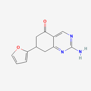 2-Amino-7-(furan-2-yl)-7,8-dihydroquinazolin-5(6H)-one chemical structure (CAS 299442-43-6)