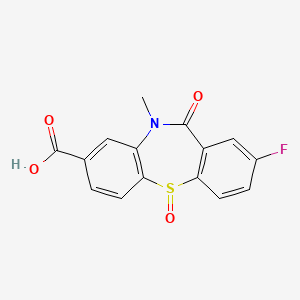 2-Fluoro-10-methyl-11-oxo-10,11-dihydrodibenzo[b,f][1,4]thiazepine-8-carboxylic acid 5-oxide chemical structure (CAS 2995297-73-7)