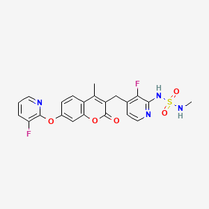 3-[[3-Fluoro-2-[(methylsulfamoyl)amino]-4-pyridyl]methyl]-7-[(3-fluoro-2-pyridyl)oxy]-4-methylchromen-2-one chemical structure (CAS 3002056-30-3)
