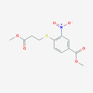 Methyl 4-[(3-methoxy-3-oxopropyl)sulfanyl]-3-nitrobenzoate chemical structure (CAS 300567-24-2)