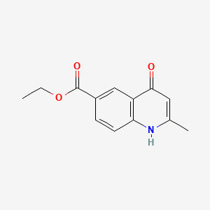 Ethyl 4-hydroxy-2-methylquinoline-6-carboxylate chemical structure (CAS 300590-94-7)