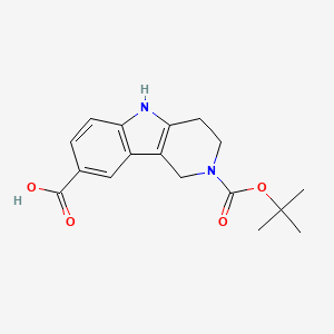 2-(tert-Butoxycarbonyl)-2,3,4,5-tetrahydro-1H-pyrido[4,3-b]indole-8-carboxylic acid chemical structure (CAS 300715-96-2)