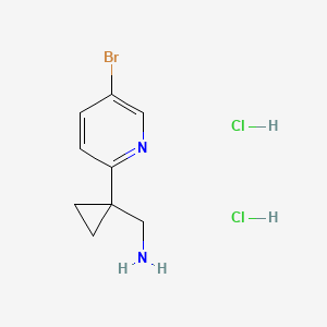 (1-(5-Bromopyridin-2-yl)cyclopropyl)methanamine dihydrochloride chemical structure (CAS 3010287-01-8)