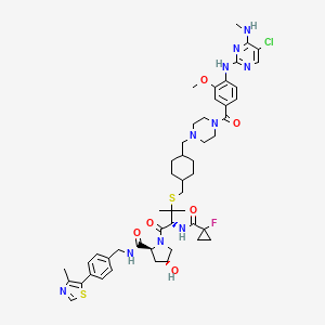 (2S,4R)-1-((R)-3-((((1R,4R)-4-((4-(4-((5-Chloro-4-(methylamino)pyrimidin-2-yl)amino)-3-methoxybenzoyl)piperazin-1-yl)methyl)cyclohexyl)methyl)thio)-2-(1-fluorocyclopropane-1-carboxamido)-3-methylbutanoyl)-4-hydroxy-N-(4-(4-methylthiazol-5-yl)benzyl)pyrrolidine-2-carboxamide chemical structure (CAS 3011029-58-3)