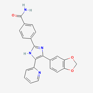 4-(4-(Benzo[d][1,3]dioxol-5-yl)-5-(pyridin-2-yl)-1H-imidazol-2-yl)benzamide chemical structure (CAS 301836-41-9)