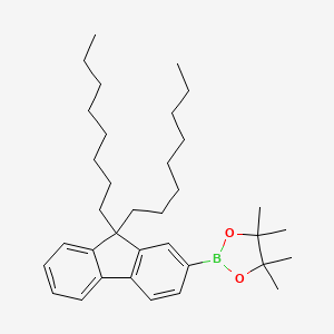2-(9,9-Dioctyl-9H-fluoren-2-yl)-4,4,5,5-tetramethyl-1,3,2-dioxaborolane chemical structure (CAS 302554-81-0)