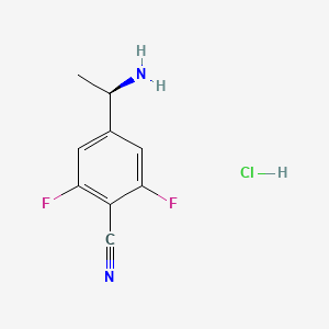 (R)-4-(1-Aminoethyl)-2,6-difluorobenzonitrile hydrochloride chemical structure (CAS 3026594-90-8)