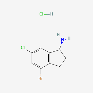 (R)-4-Bromo-6-chloro-2,3-dihydro-1H-inden-1-amine hydrochloride chemical structure (CAS 3026594-98-6)