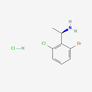 (R)-1-(2-Bromo-6-chlorophenyl)ethan-1-amine hydrochloride chemical structure (CAS 3026595-89-8)