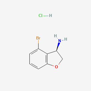 (R)-4-Bromo-2,3-dihydrobenzofuran-3-amine hydrochloride chemical structure (CAS 3026596-64-2)