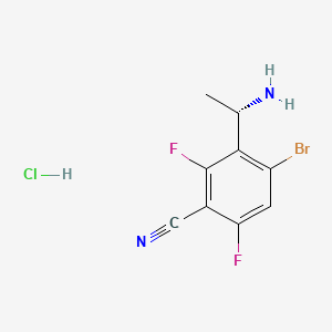 (S)-3-(1-Aminoethyl)-4-bromo-2,6-difluorobenzonitrile hydrochloride chemical structure (CAS 3026598-01-3)
