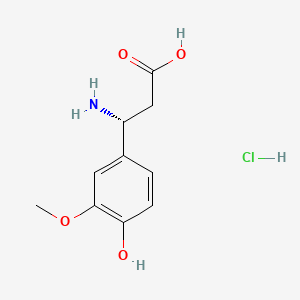 (R)-3-Amino-3-(4-hydroxy-3-methoxyphenyl)propanoic acid hydrochloride chemical structure (CAS 3026598-66-0)