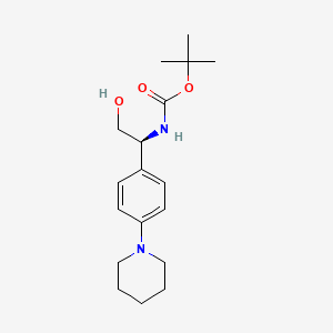 tert-Butyl (S)-(2-hydroxy-1-(4-(piperidin-1-yl)phenyl)ethyl)carbamate chemical structure (CAS 3026598-69-3)