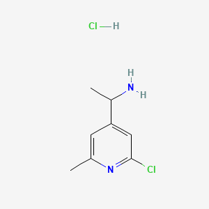 1-(2-Chloro-6-methylpyridin-4-yl)ethan-1-amine hydrochloride chemical structure (CAS 3026670-80-1)