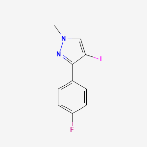 3-(4-Fluorophenyl)-4-iodo-1-methyl-1H-pyrazole chemical structure (CAS 3026712-67-1)
