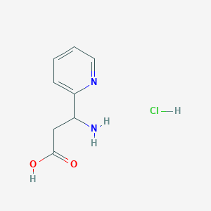 3-Amino-3-(pyridin-2-yl)propanoic acid hydrochloride chemical structure (CAS 3026713-54-9)
