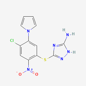 3-((4-Chloro-2-nitro-5-(1H-pyrrol-1-yl)phenyl)thio)-1H-1,2,4-triazol-5-amine chemical structure (CAS 302901-13-9)