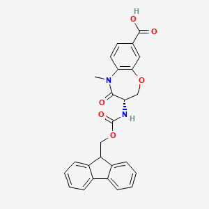 (S)-3-((((9H-Fluoren-9-yl)methoxy)carbonyl)amino)-5-methyl-4-oxo-2,3,4,5-tetrahydrobenzo[b][1,4]oxazepine-8-carboxylic acid chemical structure (CAS 3029247-58-0)