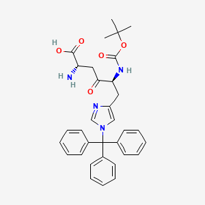 (2S,5S)-2-Amino-5-((tert-butoxycarbonyl)amino)-4-oxo-6-(1-trityl-1H-imidazol-4-yl)hexanoic acid chemical structure (CAS 3029247-59-1)