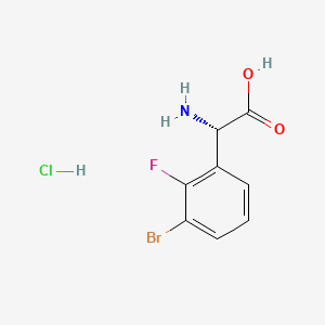(S)-2-Amino-2-(3-bromo-2-fluorophenyl)acetic acid hydrochloride chemical structure (CAS 3029247-68-2)