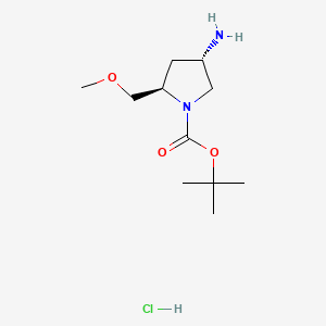 tert-Butyl (2R,4S)-4-amino-2-(methoxymethyl)pyrrolidine-1-carboxylate hydrochloride chemical structure (CAS 3029247-75-1)