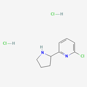 2-Chloro-6-(pyrrolidin-2-yl)pyridine dihydrochloride chemical structure (CAS 3029263-11-1)