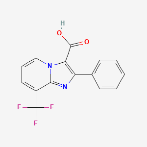 2-Phenyl-8-(trifluoromethyl)imidazo[1,2-a]pyridine-3-carboxylic acid chemical structure (CAS 3029263-32-6)