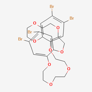 2,3,16,17-Tetrabromo-6,7,9,10,12,13,20,21,23,24,26,27-dodecahydrodibenzo[b,n][1,4,7,10,13,16,19,22]octaoxacyclotetracosine chemical structure (CAS 302929-56-2)
