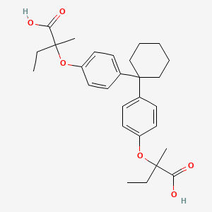 2,2'-((Cyclohexane-1,1-diylbis(4,1-phenylene))bis(oxy))bis(2-methylbutanoic acid) chemical structure (CAS 30299-08-2)