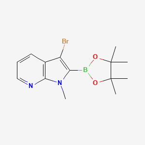 3-Bromo-1-methyl-2-(4,4,5,5-tetramethyl-1,3,2-dioxaborolan-2-yl)-1H-pyrrolo[2,3-b]pyridine chemical structure (CAS 3029949-14-9)