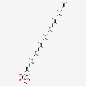 2,3-Dimethoxy-5-methyl-6-((2E,6E,10E,14E,18E,22E,26E,30E)-3,7,11,15,19,23,27,31,35-nonamethylhexatriaconta-2,6,10,14,18,22,26,30,34-nonaen-1-yl)cyclohexa-2,5-diene-1,4-dione chemical structure (CAS 303-97-9)