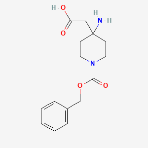 2-(4-Amino-1-((benzyloxy)carbonyl)piperidin-4-yl)acetic acid chemical structure (CAS 303037-50-5)