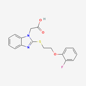 2-(2-((2-(2-Fluorophenoxy)ethyl)thio)-1H-benzo[d]imidazol-1-yl)acetic acid chemical structure (CAS 303134-93-2)